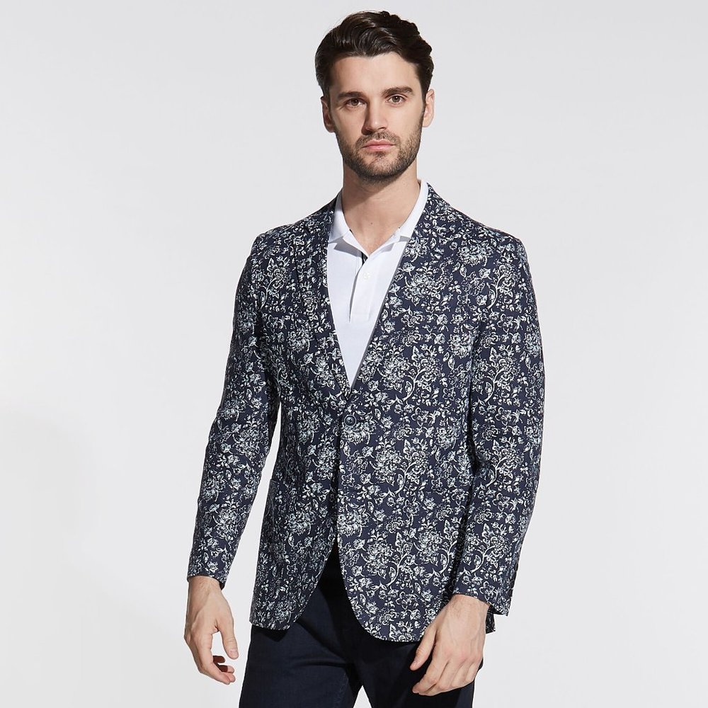Nautica blue and white floral print men’s blazer, size 40R